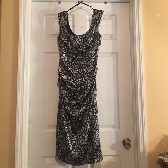 Black and white evening dress.