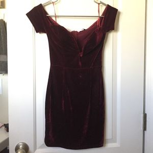 Velvet plunging V mini dress
