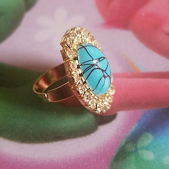 Faux Turquoise Pave Crystal Jewelry 3pc Set NWT - Picture 3 of 4