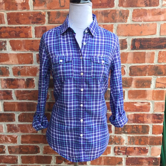 Aeropostale Plaid Button Down Shirt Size S/M - Picture 2 of 4