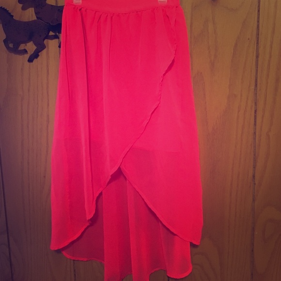 Hot Pink High Low Mini Skirt
