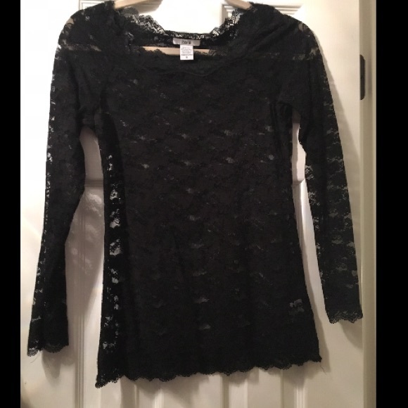 Bar III black lace long sleeve top