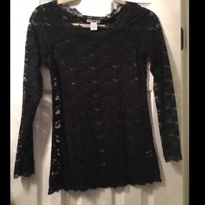 Bar III black lace long sleeve top