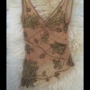 Gold Beaded Tulle Cami