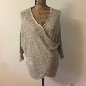 Taupe knit crisscross sweater