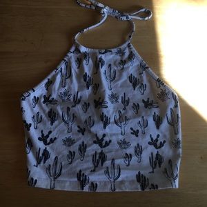 Forever 21 Halter Cactus Crop Top