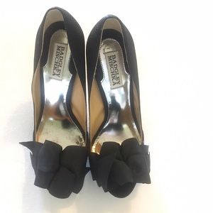 Badgley Mischka black silk satin shoes, sz. 8
