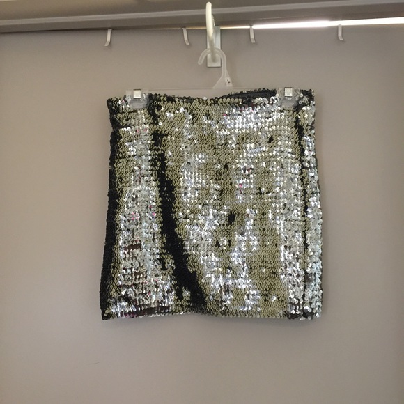 Silver, Sequenced mini skirt