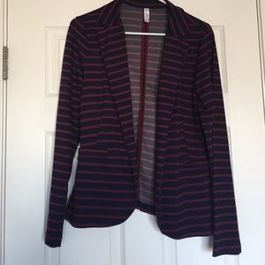 Navy & maroon cardigan sweater