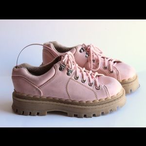 90s urban chunky baby pink Oxford lace ups