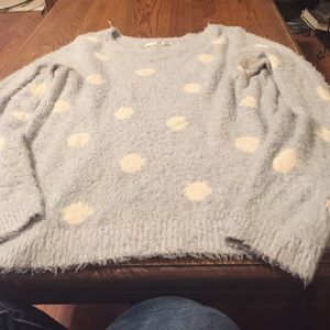 Lauren Conrad fuzzy polka dot sweater