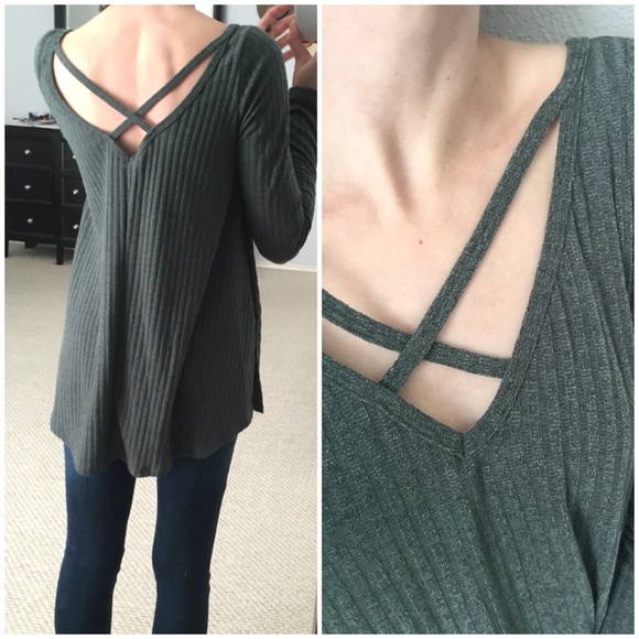LAST ITEM▫️Olive Criss Cross Ribbed Long Sleeve - Picture 4 of 4