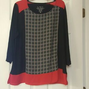 Chico's Red and Black Pull Over Top