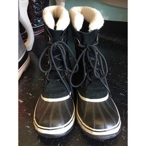 Black and White Sorel Boots