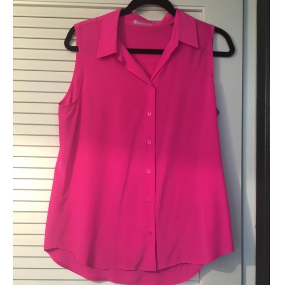 Equipment button down sleeveless Silk Shirt-M