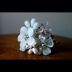 Anthropologie pearled posies flower cuff