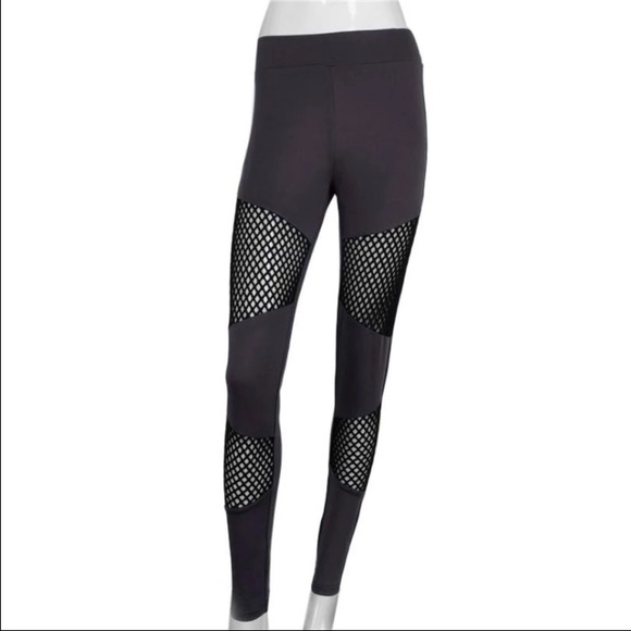 GREY & BLACK NETTED LEGGINGS - Picture 2 of 3