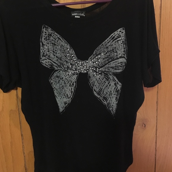 Black Rhinestone Bow Top