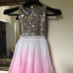 Justice pink sequence silver dress