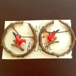 Dangling Bird hoop Earrings