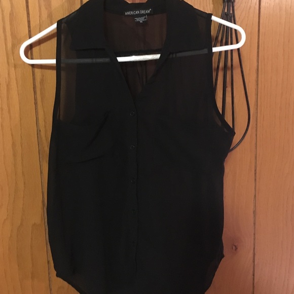 Black High Low Chiffon Top