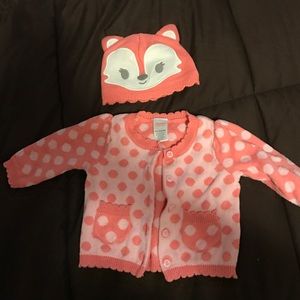 Baby girl fox hat and matching sweater