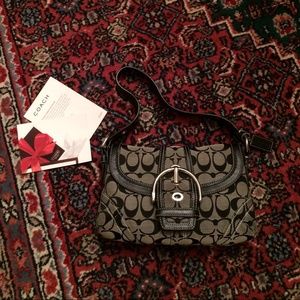 Signature Coach Leather Trim Handbag