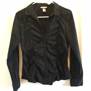 Women's Black Collared Dress Shirt