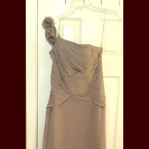 David's Bridal Gray bridesmaids dress style F14010