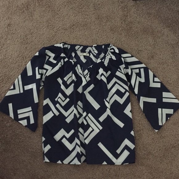 Navy patterned blouse