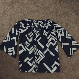 Navy patterned blouse