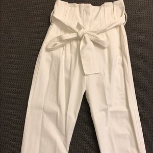 Zara high rise white trousers with belt