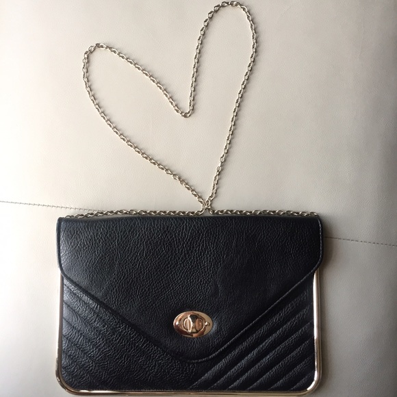 Black leather envelope clutch/crossbody