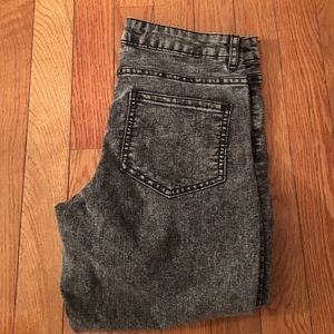 H&M Black Acid Wash Mid-Rise Jeans