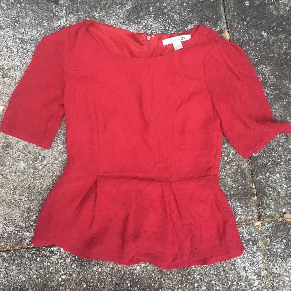 Gifted item. Red lace-like peplum top - Picture 2 of 3