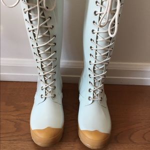 White Lace up Hunter Boots