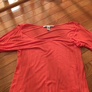 Coral Cold Shoulder Tee