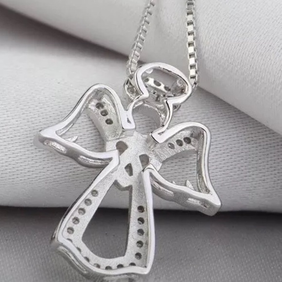 ๐ผSTERLING SILVER Angel Pendant w/ Chain - Picture 2 of 4