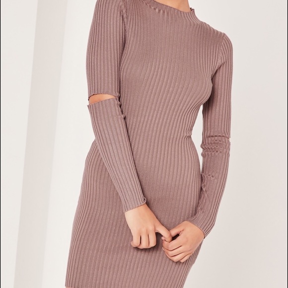 Mauve split elbow sweater dress