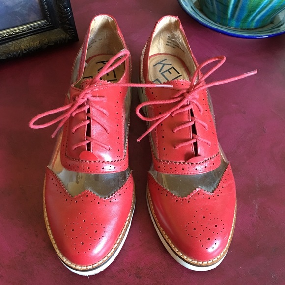 Kelsi Dagger Myler Wingtip Oxfords- Red/Clear