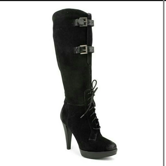 Guess Karstien Black Suede Boots 5M - Picture 1 of 3