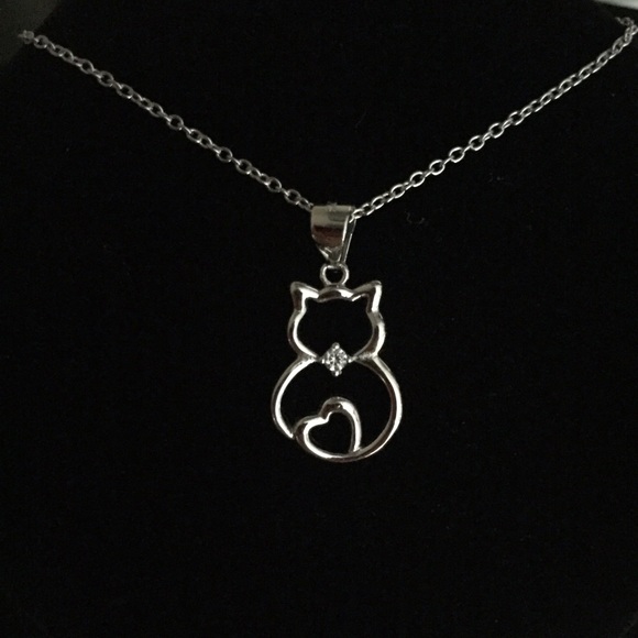 💥STERLING SILVER CAT LOVERS! Cat Pendant w/ Chain - Picture 2 of 4