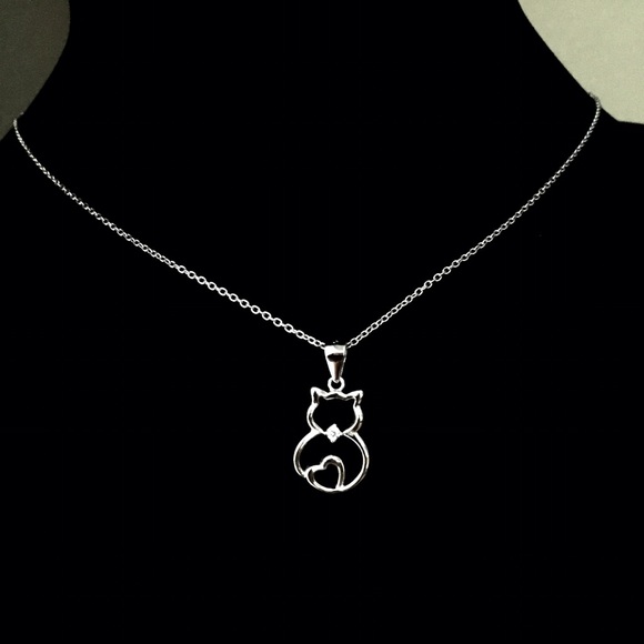 💥STERLING SILVER CAT LOVERS! Cat Pendant w/ Chain - Picture 3 of 4