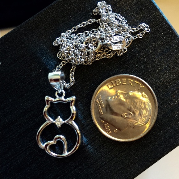 💥STERLING SILVER CAT LOVERS! Cat Pendant w/ Chain - Picture 4 of 4