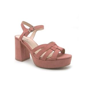 70's inspired blush colored platforms