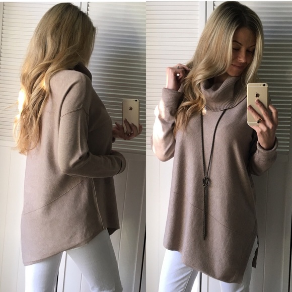 Sold • Beautiful Truffle Cowl Neck Sweaters - Picture 3 of 4