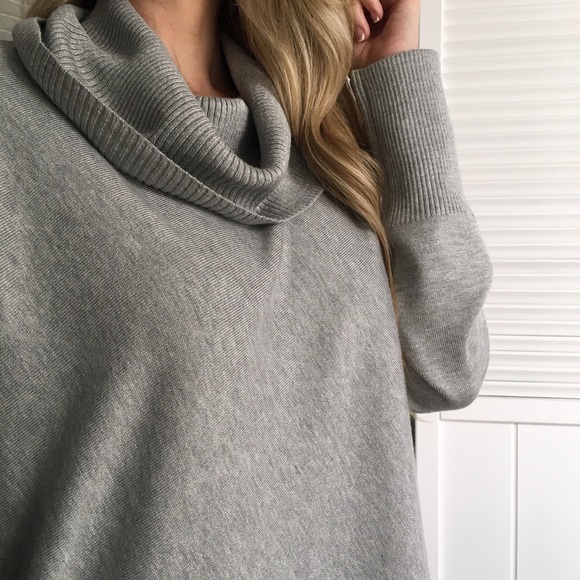 Sold • Beautiful Heather Grey Cowl Neck Sweater - Picture 2 of 4