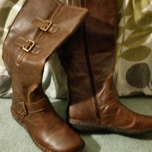 Brown wide calf boots