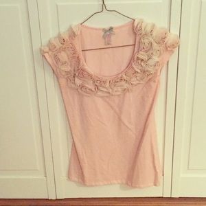 Cap sleeve pink ruffle tee