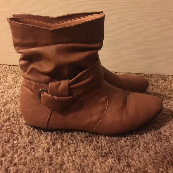 Brown leather booties